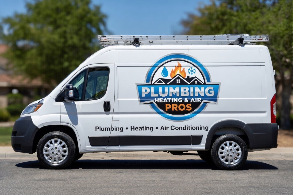 Local plumbing heating and air service van serving Hacienda Heights